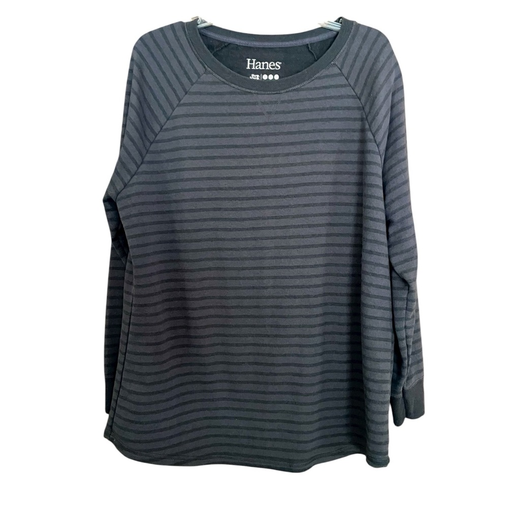 Hanes Black Gray Long Sleeve Women’s Sz 2 X Top